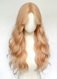 Long Wavy Pastel Peach Pink Synthetic Wig NL078