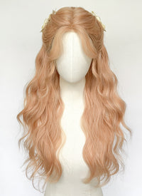 Long Wavy Pastel Peach Pink Synthetic Wig NL078