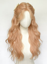 Long Wavy Pastel Peach Pink Synthetic Wig NL078