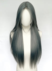 Long Straight Mixed Grey Blue Synthetic Wig NL079