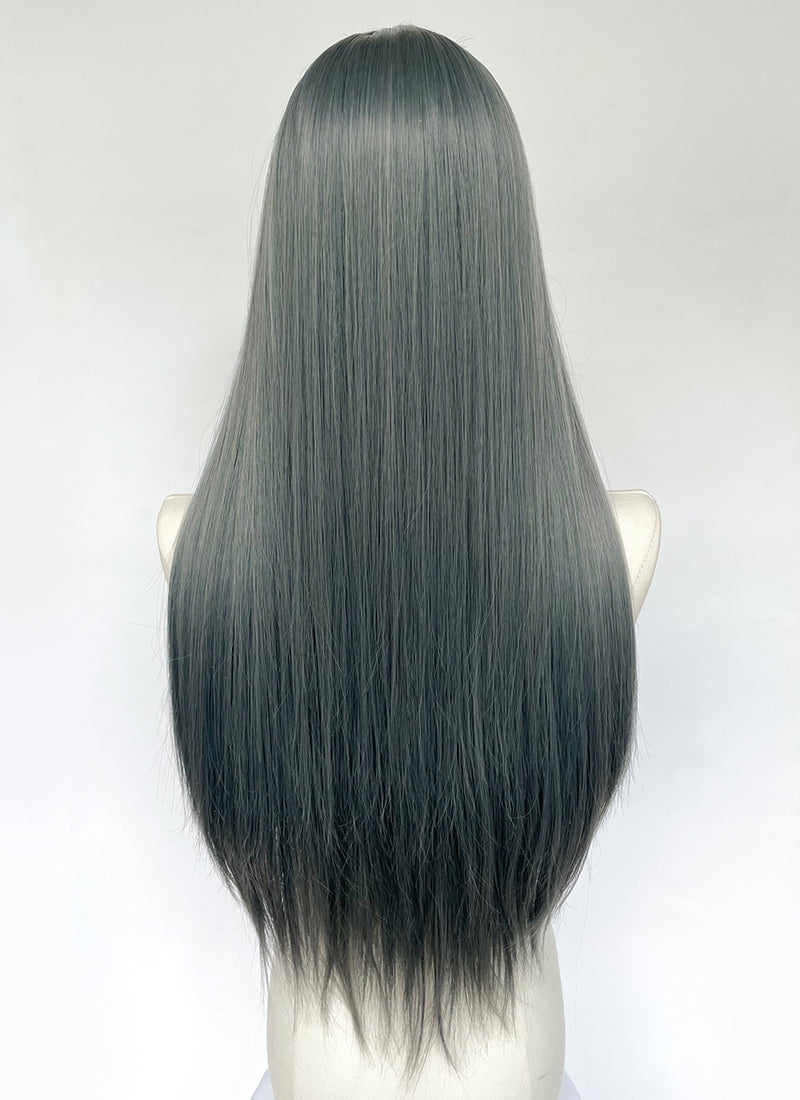 Long Straight Mixed Grey Blue Synthetic Wig NL079