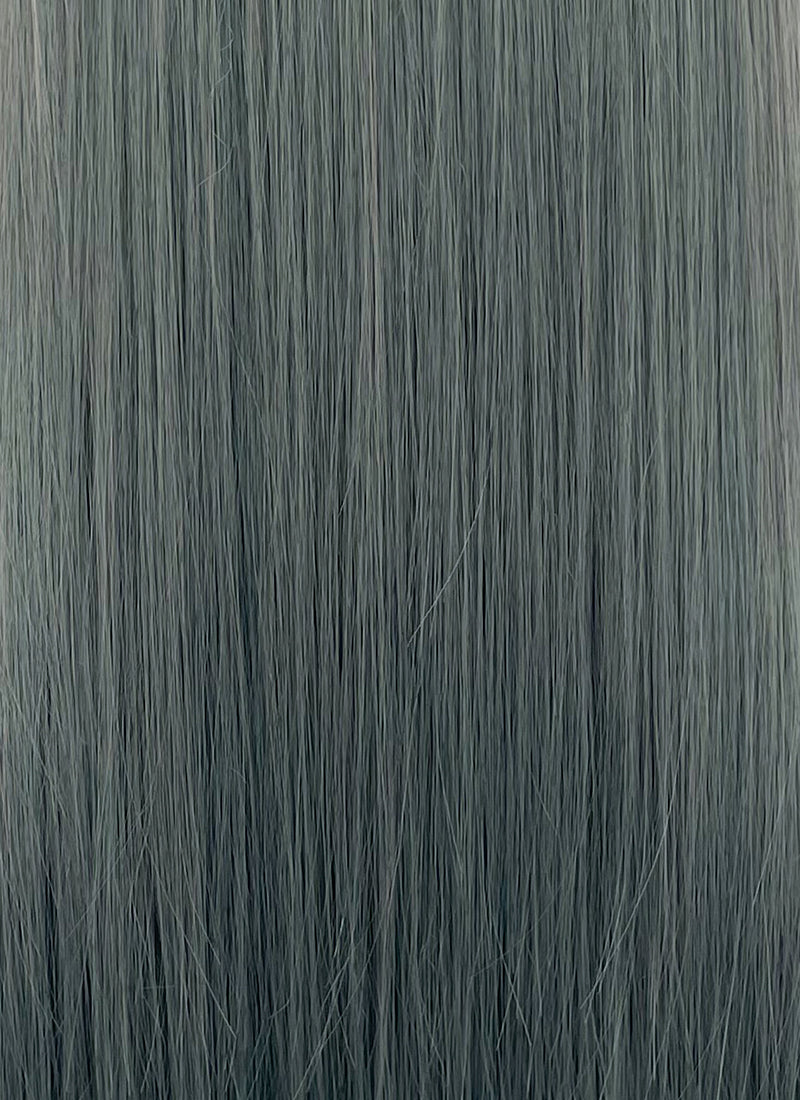 Long Straight Mixed Grey Blue Synthetic Wig NL079