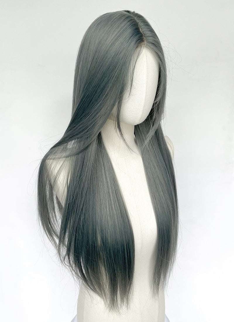 Long Straight Mixed Grey Blue Synthetic Wig NL079