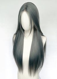 Long Straight Mixed Grey Blue Synthetic Wig NL079