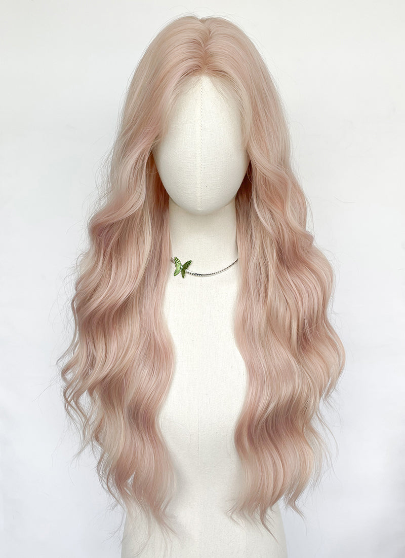 Long Wavy Pale Pink Synthetic Wig NL082