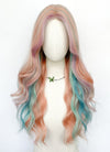 Long Wavy Pink Rainbow Color Synthetic Wig NL087