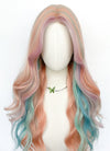 Long Wavy Pink Rainbow Color Synthetic Wig NL087
