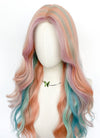 Long Wavy Pink Rainbow Color Synthetic Wig NL087