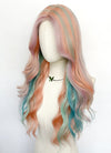 Long Wavy Pink Rainbow Color Synthetic Wig NL087
