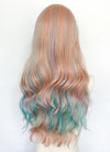Long Wavy Pink Rainbow Color Synthetic Wig NL087