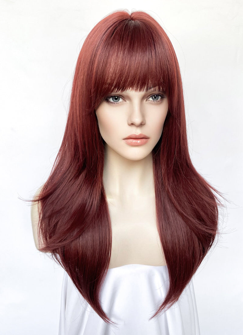 Long Straight Dark Red Cosplay Wig NS527