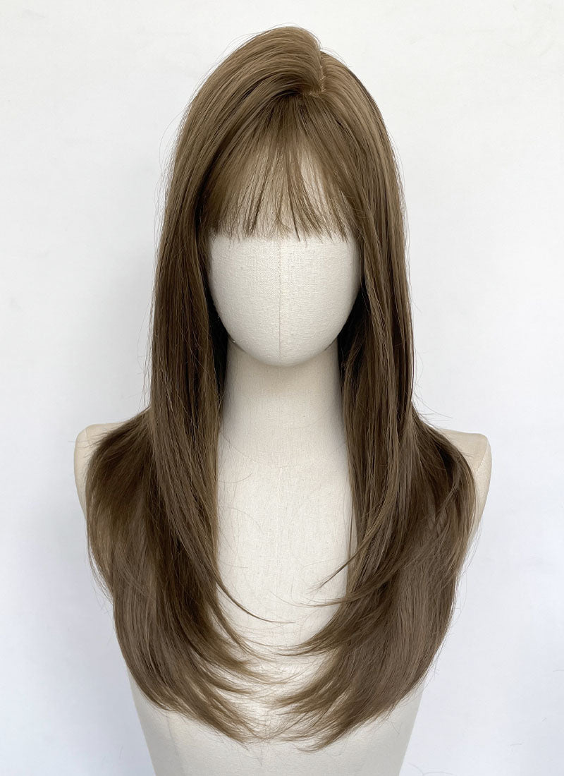 5x4.5 Large Fake Scalp Brown Straight Synthetic Hair Wig NS600