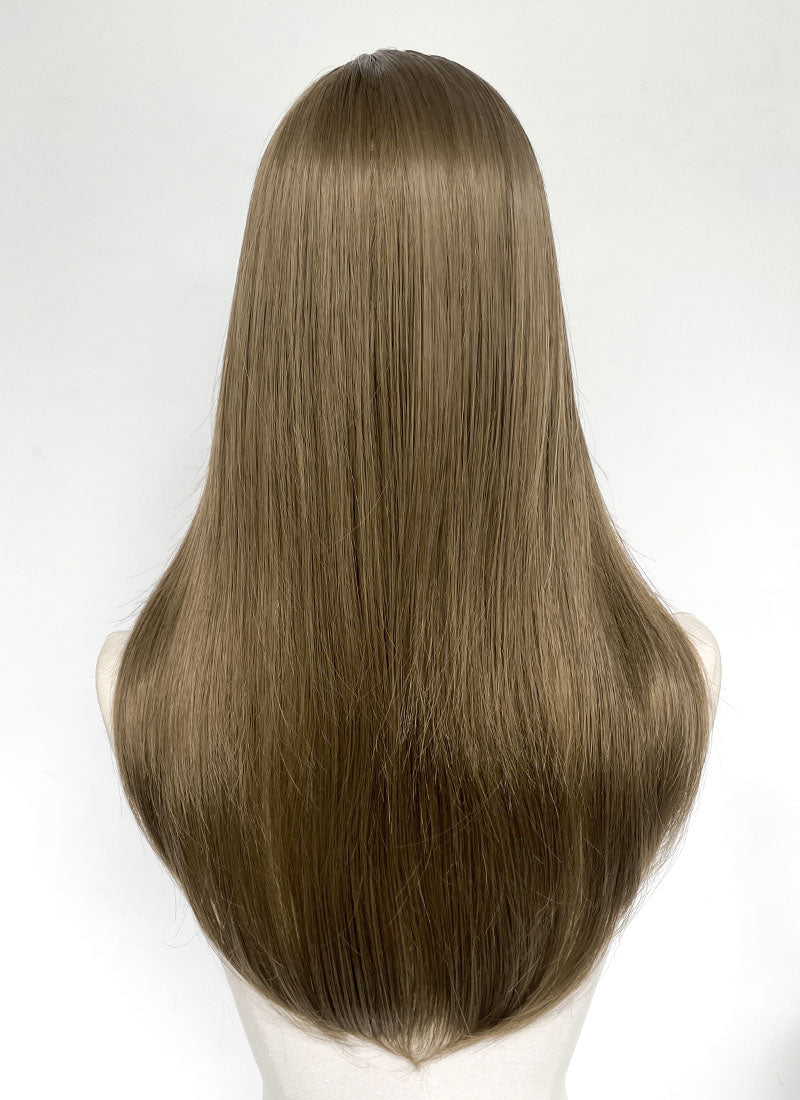 5x4.5 Large Fake Scalp Brown Straight Synthetic Hair Wig NS600