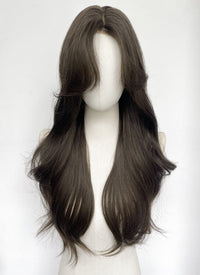 4.5x4.5 Large Fake Scalp Tea Brown Wavy Synthetic Hair Wig NS604