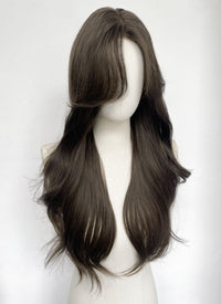 4.5x4.5 Large Fake Scalp Tea Brown Wavy Synthetic Hair Wig NS604