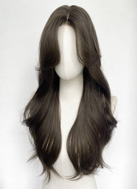 4.5x4.5 Large Fake Scalp Tea Brown Wavy Synthetic Hair Wig NS604