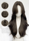 4.5x4.5 Large Fake Scalp Tea Brown Wavy Synthetic Hair Wig NS604