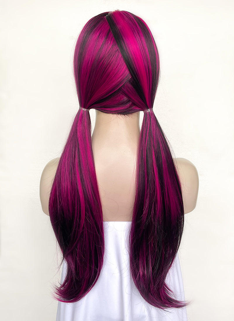 Monster High Draculaura Long Black Mixed Magenta Cosplay Wig TB1660