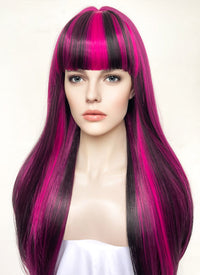 Monster High Draculaura Long Black Mixed Magenta Cosplay Wig TB1660