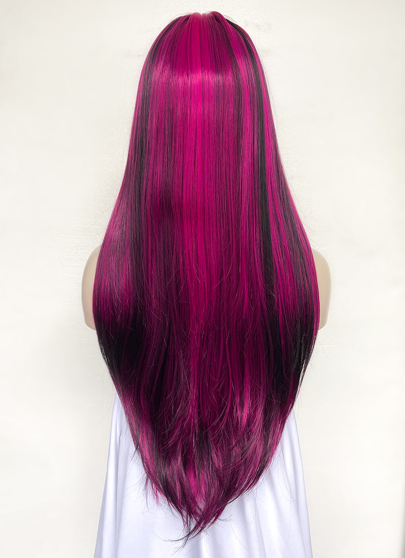 Monster High Draculaura Long Black Mixed Magenta Cosplay Wig TB1660