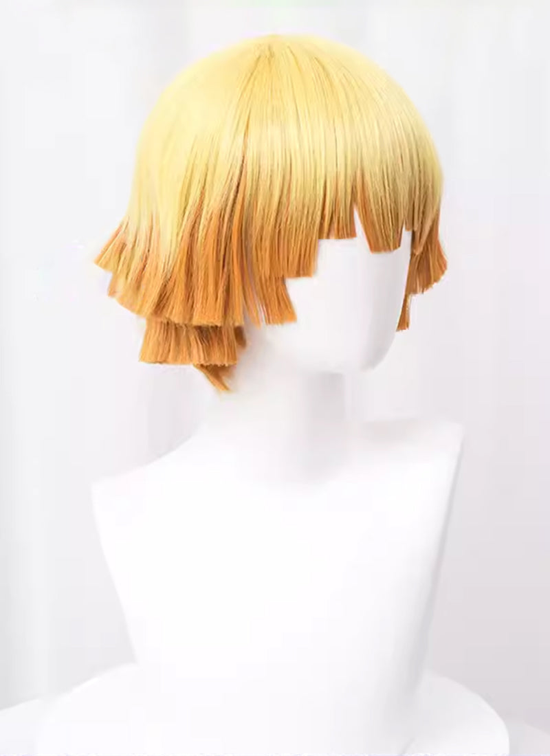 Demon Slayer: Kimetsu no Yaiba Agatsuma Zenitsu Short Yellow Orange Ombre Cosplay Wig TB1674