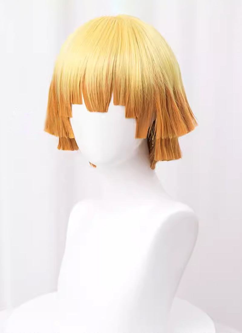 Demon Slayer: Kimetsu no Yaiba Agatsuma Zenitsu Short Yellow Orange Ombre Cosplay Wig TB1674