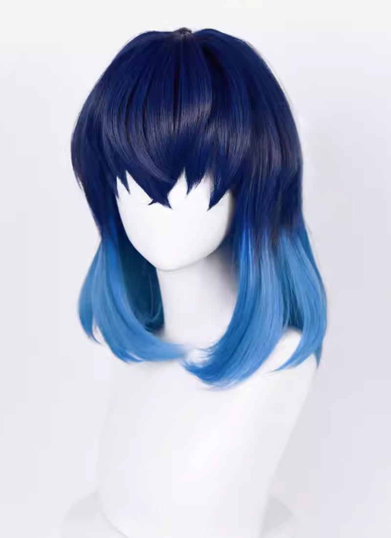 Demon Slayer: Kimetsu no Yaiba Hashibira Inosuke Medium Blue Ombre Cosplay Wig TB1675