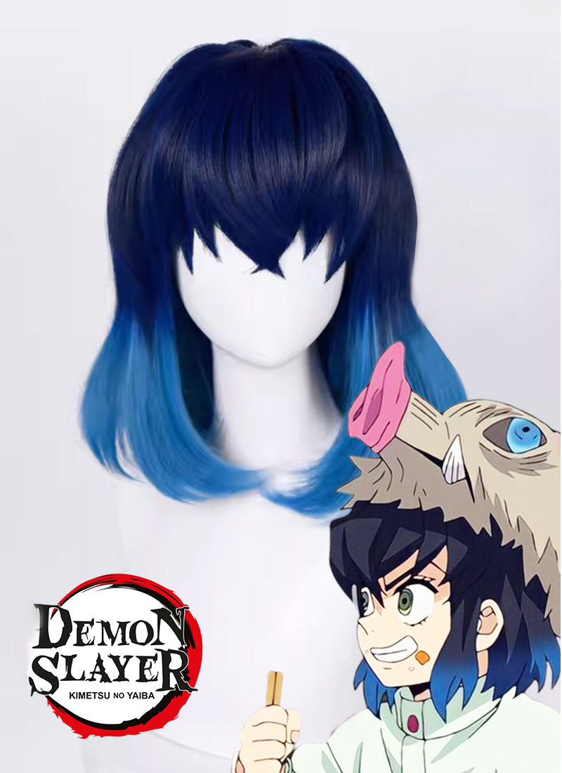 Demon Slayer: Kimetsu no Yaiba Hashibira Inosuke Medium Blue Ombre Cosplay Wig TB1675