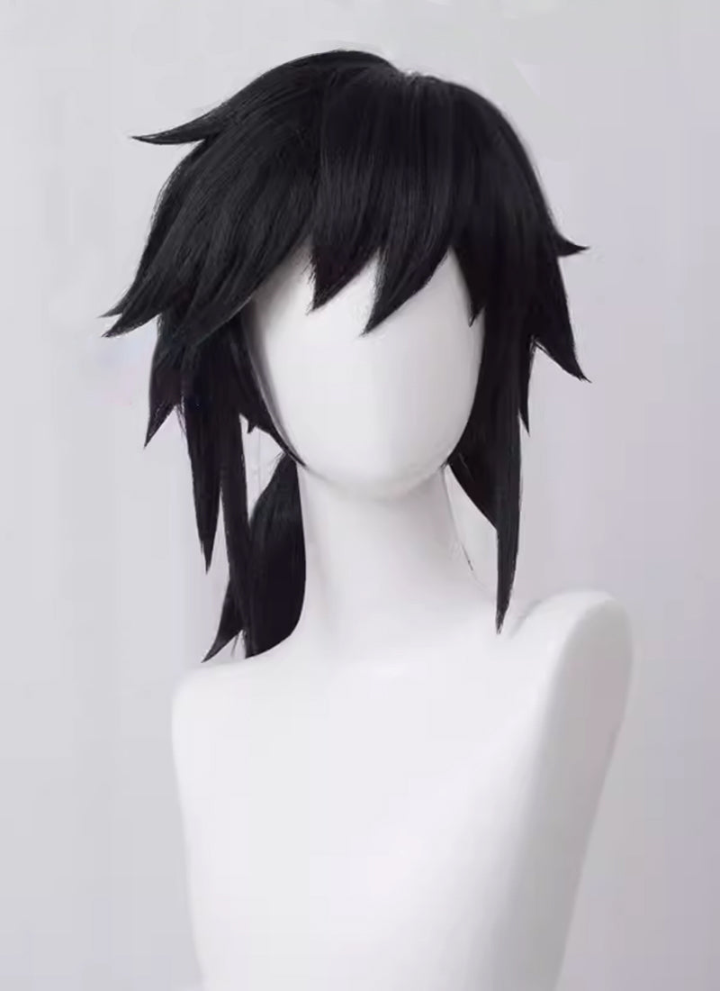 Demon Slayer: Kimetsu no Yaiba Tomioka Giyuu Medium Black Cosplay Wig TB1676