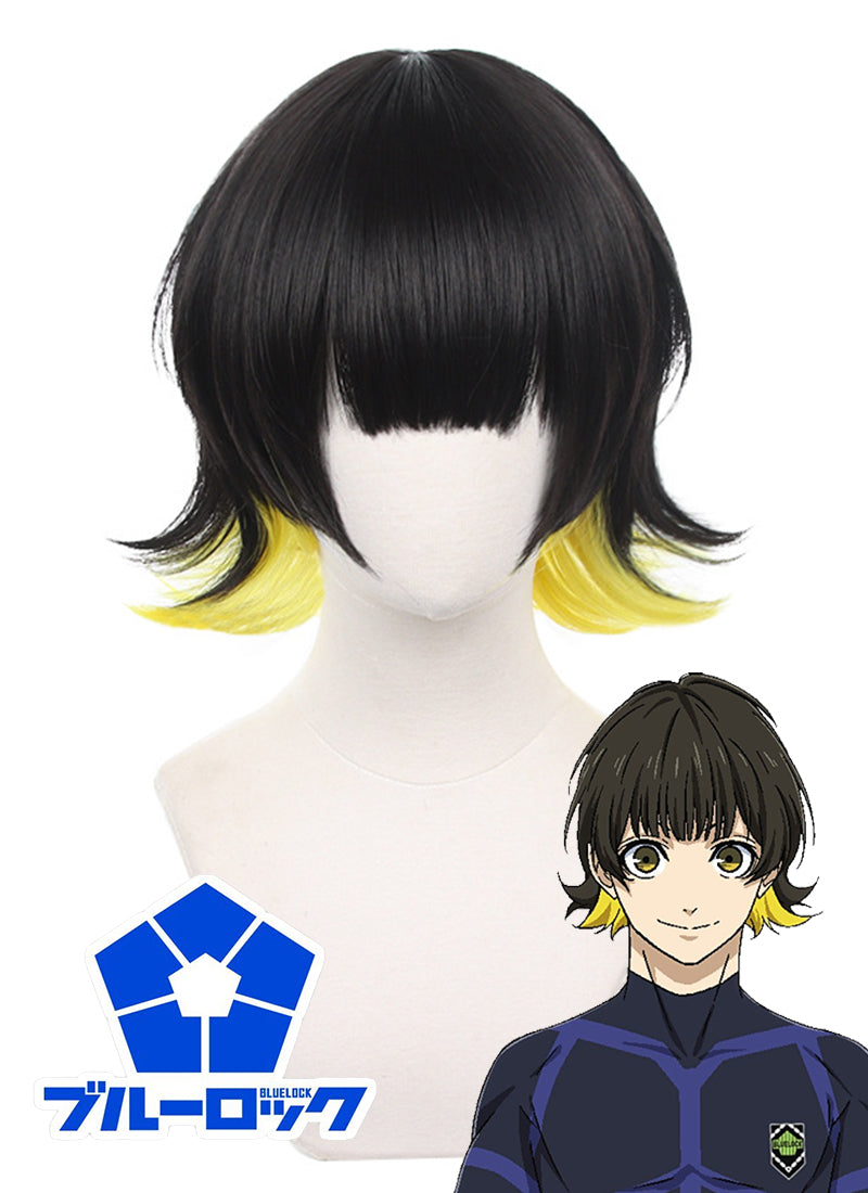 Blue Lock Bachira Meguru Short Black With Yellow Cosplay Wig TB1689