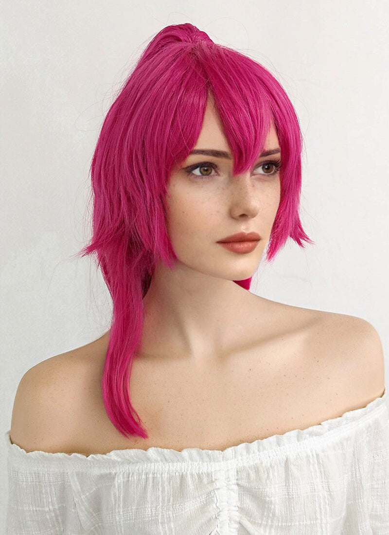 League of Legends Sivir Long Magenta With Green Ponytail Cosplay Wig ZB255