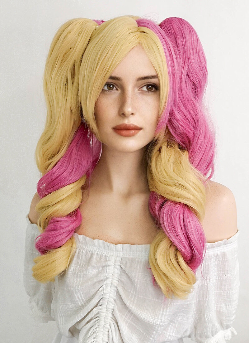 League of Legends Gwen Long Blonde With Pink Ponytail