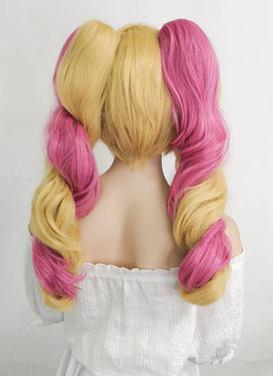 League of Legends Gwen Long Blonde With Pink Ponytail Cosplay Wig ZB256
