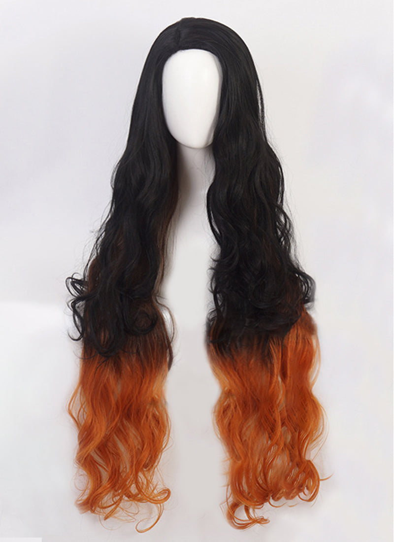 Demon Slayer: Kimetsu No Yaiba Kamado Nezuko Long Black With Orange Cosplay Wig TBZ1161