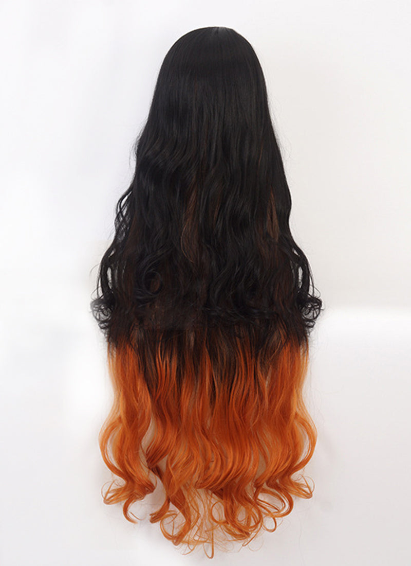 Demon Slayer: Kimetsu No Yaiba Kamado Nezuko Long Black With Orange Cosplay Wig TBZ1161