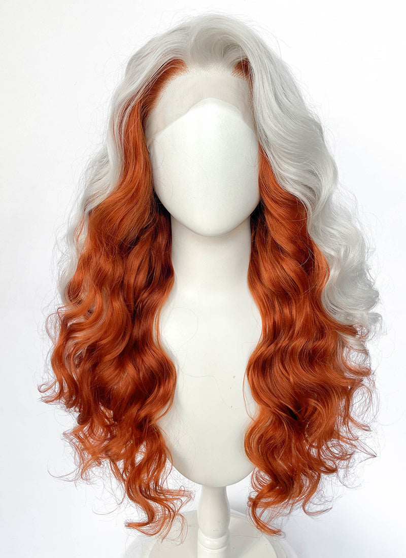 X-Men 97 Rogue Silver White Mixed Ginger Wavy Lace Front Synthetic