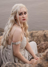 Game of Thrones Daenerys Targaryen Long Curly Light Ash Blonde Lace Front Synthetic Hair Wig LF101