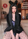 Long Straight Yaki Jet Black Lace Front Synthetic Hair Wig LF701R