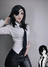 Medium Straight Jet Black Lace Front Synthetic Hair Wig LF262