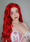 Long Wavy Red Lace Front Synthetic Fashion Wig LF355