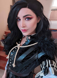 The Witcher 3 Yennefer of Vengerberg Wavy Natural Black Lace Front Synthetic Wig LF095A