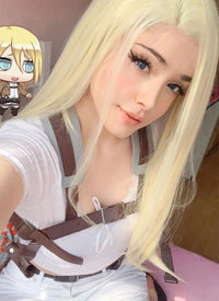 Long Straight Blonde Lace Front Synthetic Hair Wig LF012