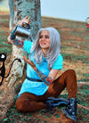 Medium Straight Bob Pastel Grey Blonde Lace Front Synthetic Hair Wig LF509
