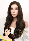 Disney Beauty and the Beast Belle Long Curly Dark Brown Lace Front Synthetic Hair Wig LF117