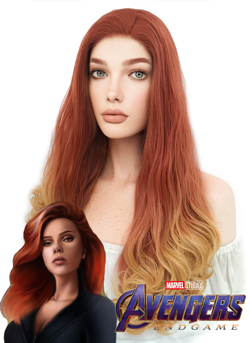 Marvel Avengers: Endgame Black Widow Cosplay Reddish Orange Mixed Yellow Blonde Lace Front Wig LF085H - CosplayBuzz