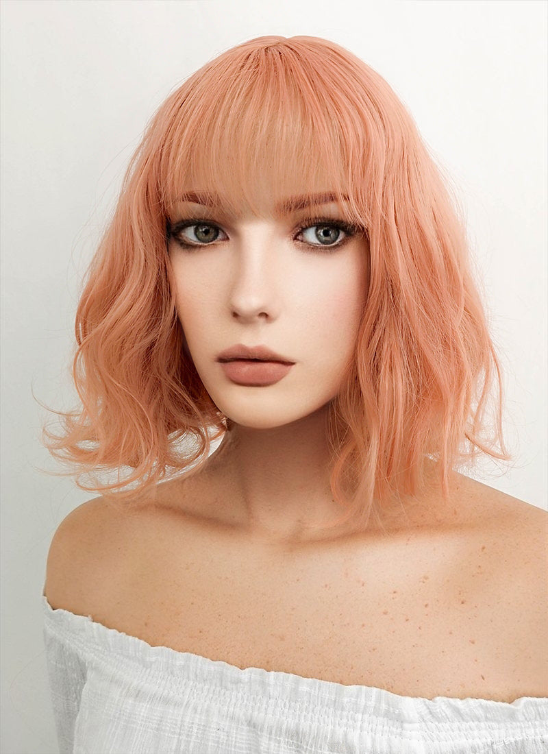 Short Wavy Peach Pink Cosplay Wig CM197 - CosplayBuzz