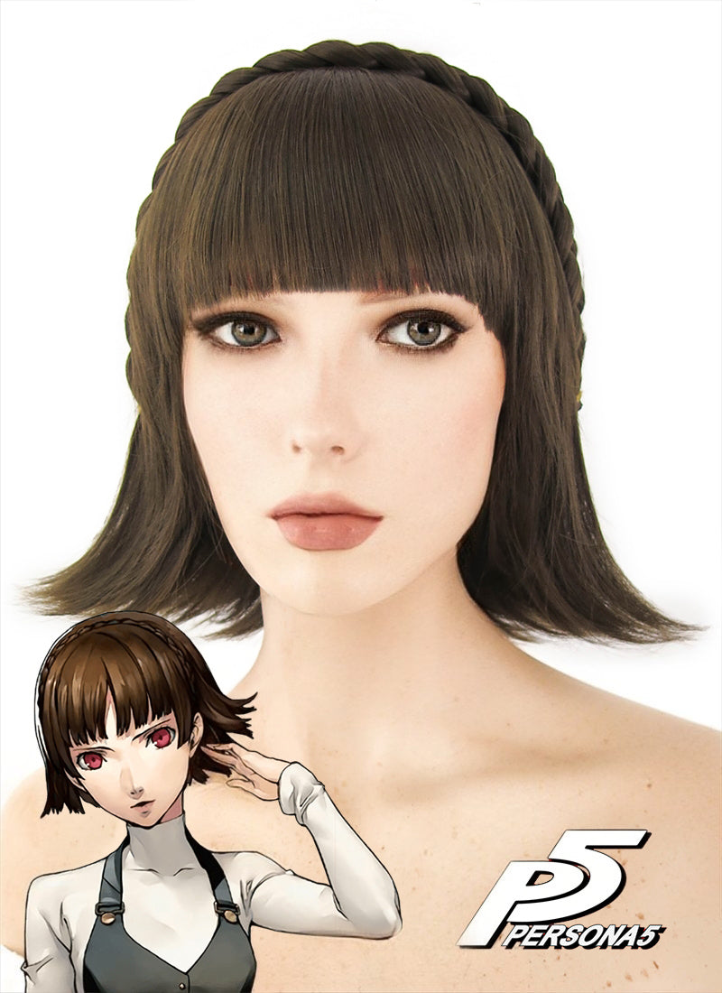Persona5 Makoto Niijima Short Brown Anime Cosplay Wig CM221A