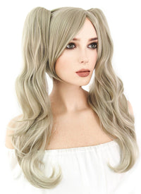 Persona5 Anne Takamaki Long Blonde Anime Cosplay Wig + Ponytails CM222A