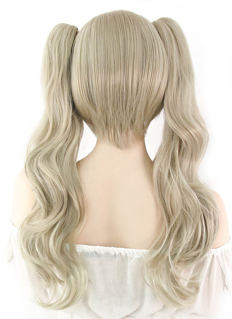 Persona5 Anne Takamaki Long Blonde Anime Cosplay Wig + Ponytails CM222A