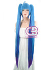 Vocaloid Hatsune Miku Straight Blue Mixed Purple Anime Cosplay Wig + Ponytails CM228